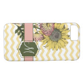 Zonnebloem Elegantie met Monogram | Roze en geel Case-Mate iPhone Case (Achterkant (Horizontaal))
