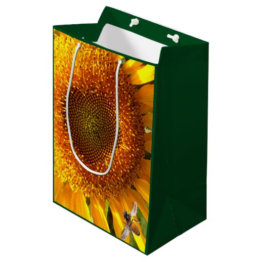 Zonnebloem en bij reuzengeel zoogdier medium cadeauzakje (Voorkant Gekanteld)