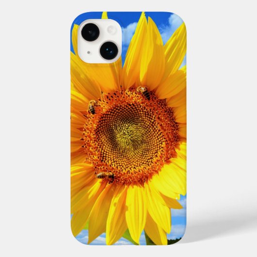 Zonnebloem en bijen iPhone Case (Achterkant)