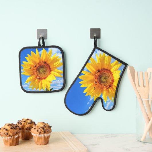 Zonnebloem en bijen Oven Mitt & Pot Holder Set (Insitu(Ophanging))