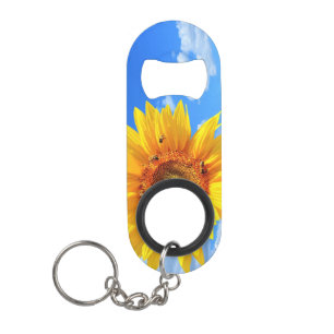 Zonnebloem en bijen Sleutelhanger flesopener Mini Flessenopener