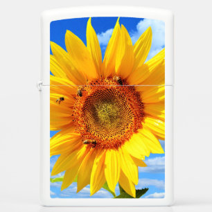 Zonnebloem en bijen Zippo aansteker