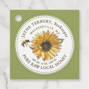 ZONNEBLOEM EN BIJENGROEN HONINGPRODUCT LABEL