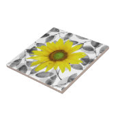 Zonnebloem en bladeren tegeltje (Zijkant)