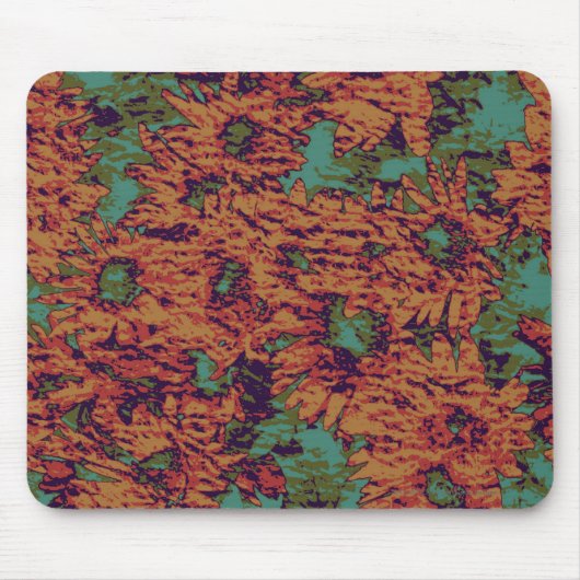 Zonnebloem en bladkamouflage op muismat (Voorkant)