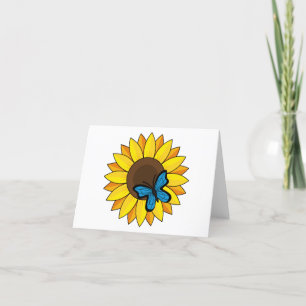 Zonnebloem en blauwe vlinder Tekst toevoegen Bedankkaart