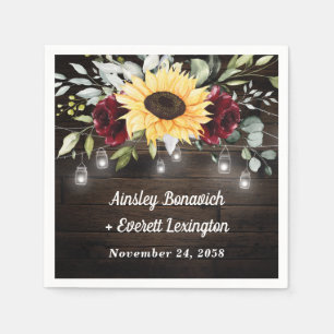 Zonnebloem en bruidsroze roodroodbruin huwelijk servet