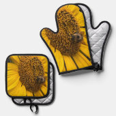 Zonnebloem en Bumblebee Oven Mitt Set (Voorkant / Achterkant)