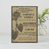 Zonnebloem en Burlap Couple's Shower Kaart (Staand voorkant)