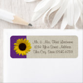Zonnebloem en Burlap Paarse Etiket (Insitu)