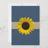 Zonnebloem en Chevron Navy Blue Rustic Wedding Kaart (Achterkant)
