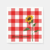 Zonnebloem en dame bug op buffel plaid servet (Voorkant)