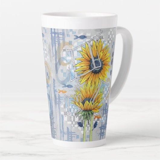 Zonnebloem en dromen Grote latte Mok (Rechterhoek)