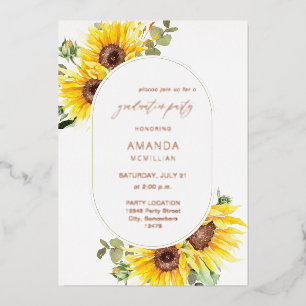 Zonnebloem en Eucalyptus Floral Gradual Party Folie Uitnodiging