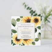 Zonnebloem en groen Baby shower per post Kaart (Staand voorkant)