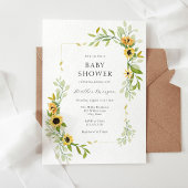 Zonnebloem en groen Lijst Baby shower Kaart