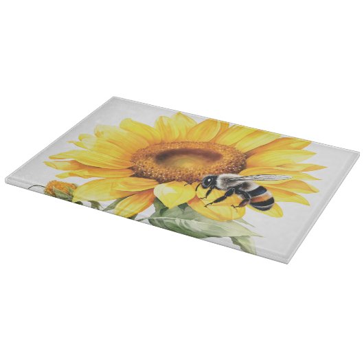 Zonnebloem en hommel snijplank (Hoek)