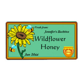 Zonnebloem en Honey Pot Etiket