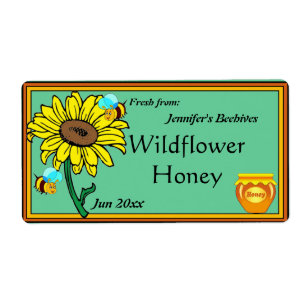 Zonnebloem en Honey Pot Etiket