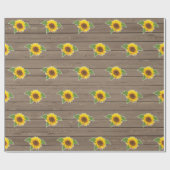 Zonnebloem en hout cadeaupapier (Vlak)