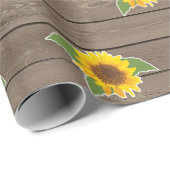 Zonnebloem en hout cadeaupapier (Rol Hoek)