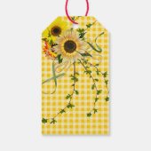 zonnebloem en ivy bouquet op gingham cadeaulabel (Achterkant)