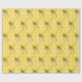 zonnebloem en ivy bouquet op gingham cadeaupapier (Vlak)