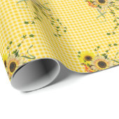 zonnebloem en ivy bouquet op gingham cadeaupapier (Rol Hoek)