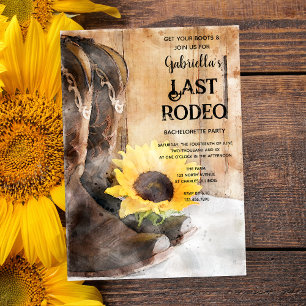 Zonnebloem en laarzen Laatste Rodeo Bachelorette P Kaart