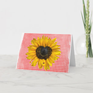 Zonnebloem en Ladybug op Gingham Kaart