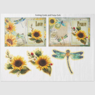 Zonnebloem en Libelle Serie Ontwerp 8 Tissuepapier