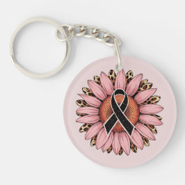 Zonnebloem en lint luipaard sleutelhanger