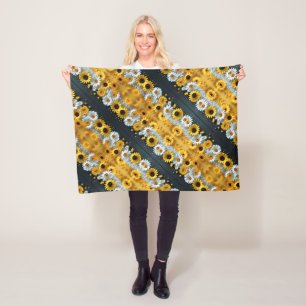 Zonnebloem en Madeliefjespatroon Dekbed Fleece Deken