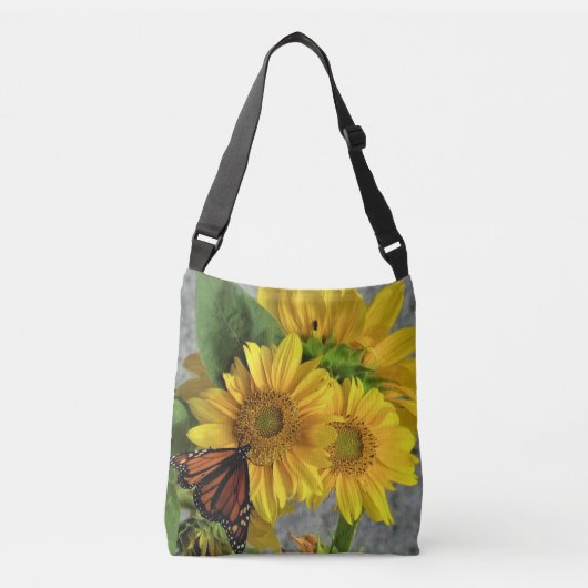 Zonnebloem en Monarch Vlinder Cross-body Bag Crossbody Tas (Voorkant)