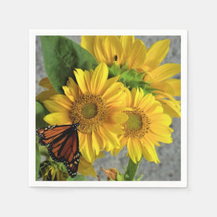 Zonnebloem en Monarch vlinderpapier servetten