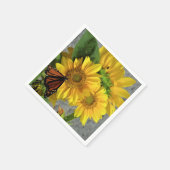 Zonnebloem en Monarch vlinderpapier servetten (Hoek)
