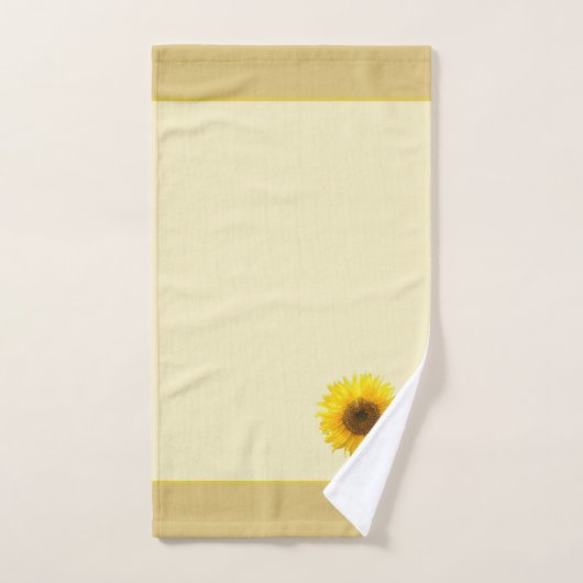 Zonnebloem en monogram op lichtbeige bad handdoek (Handdoek)