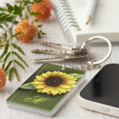 Zonnebloem en monogram sleutelhanger (Voorkant Rechts)