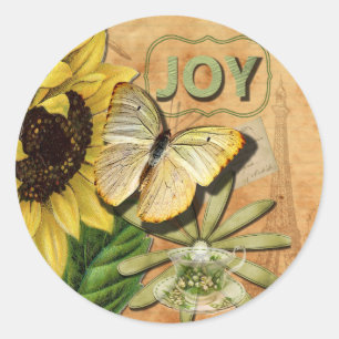 Zonnebloem en olifantentoren ronde sticker