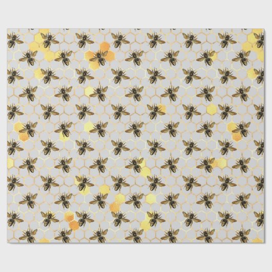 Zonnebloem en ontwerp van de Bee-reeks Tien Cadeaupapier (Vlak)