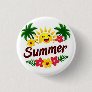 Zonnebloem en Palmbomen Ronde Badge Button 3,2 Cm