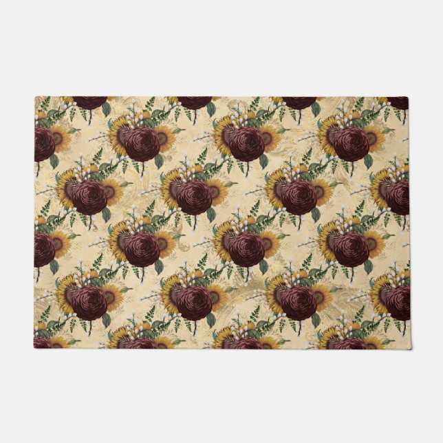 Zonnebloem en Ranunculus Deurmat (Voorkant)