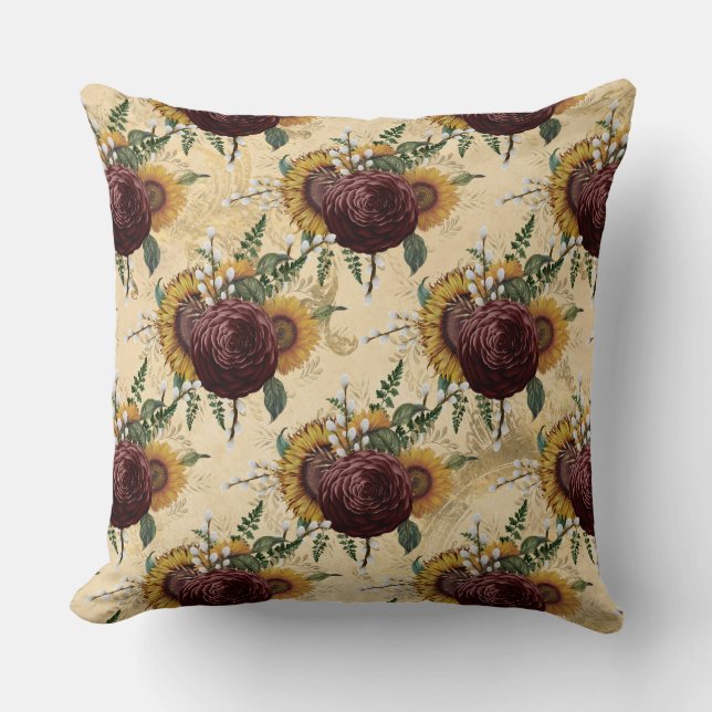 Zonnebloem en Ranunculus Kussen (Voorkant)
