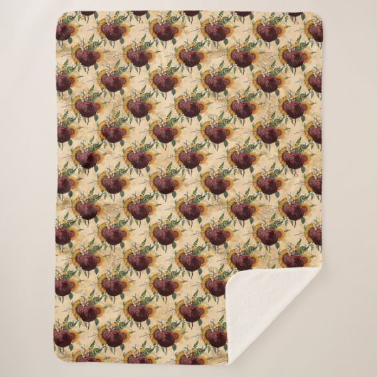 Zonnebloem en Ranunculus Sherpa Deken (Voorkant)