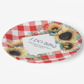 Zonnebloem en rood Tartan I Do BBQ Papieren Bordje (Gekanteld)