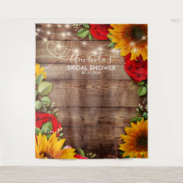 Zonnebloem en Rozen Achtergrond - Fotorekwisiet Wandkleed