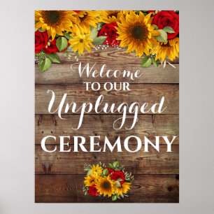 Zonnebloem en Rozen Rustic Wedding zonder stopcont Poster