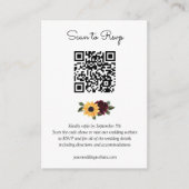 Zonnebloem en Rozen Rustige bruiloft QR-code RSVP Informatiekaartje (Voorkant)