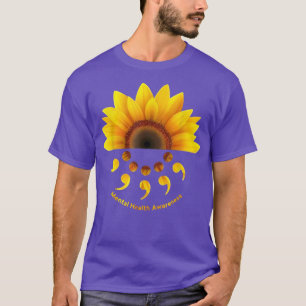 Zonnebloem en semicolon Mental Health Awareness 64 T-shirt