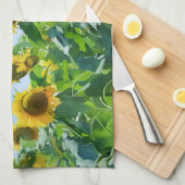 Zonnebloem en Sky Art Flower Keuken Handdoek (Quarter Fold)